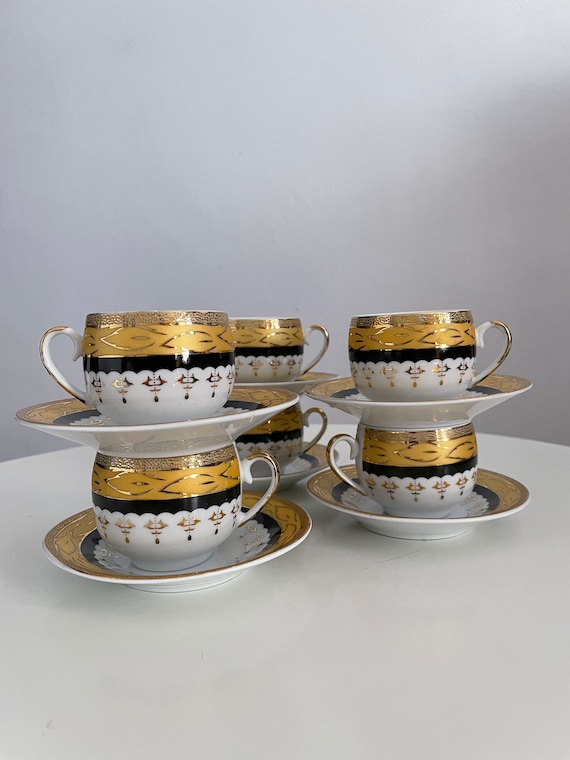 Yamasen Gold Collection Fine Porcelain 24k Gold Plated Tea Cups