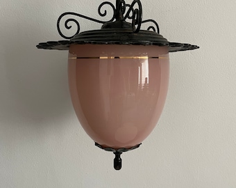 Art Deco Pink Glass Ceiling Light .
