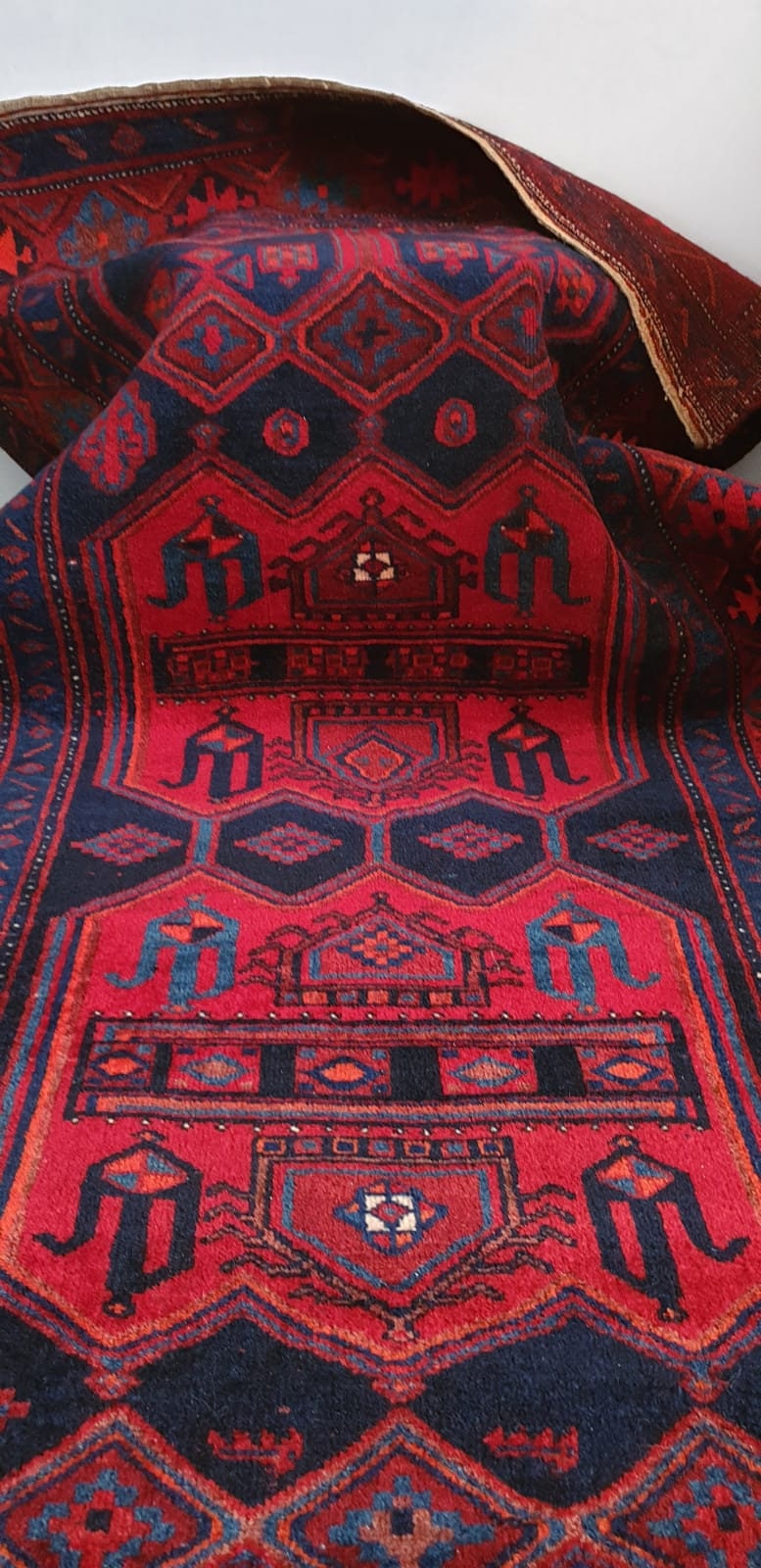 Antique Afghan Rug Tribal Rug Abstract Design Hand Knotted
