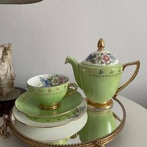 Antique Minton trio cup & tea/coffee pot