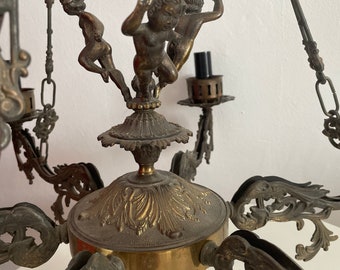 Antique Heavy Bronze Chandelier in 6 Arms, Home Lighting, Pendant Light