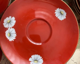 Antique 1920s Noritake Nippon Toki Kaisha Red Daisy Chrysanthemum