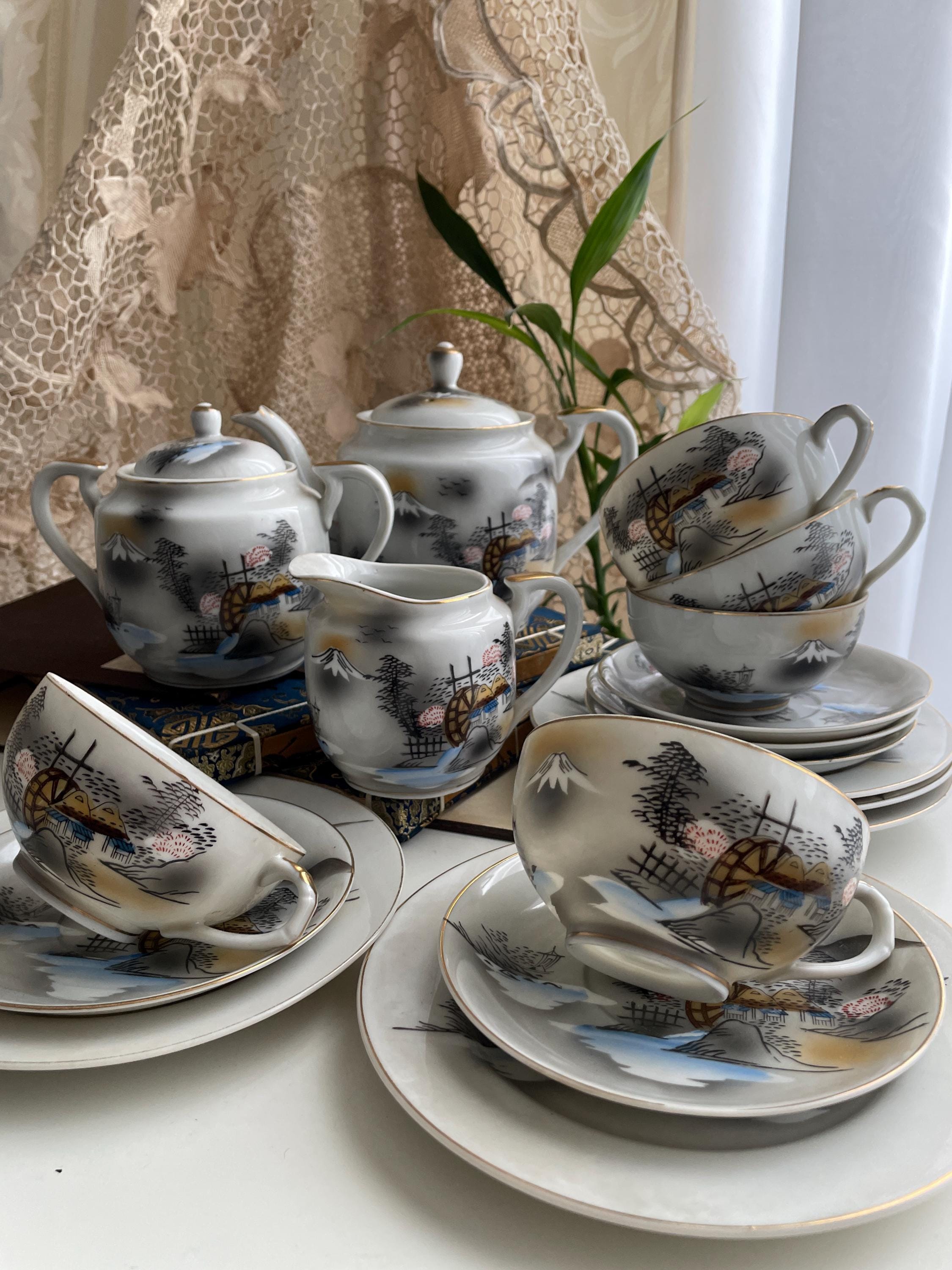 Kutani Tea Set With Geisha Girl in Bottom of Cup - Etsy Canada