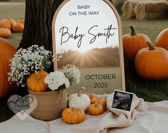 Herbst Baby Ankündigung | Bearbeitbare Social Media Reveal (Digitaler Download)