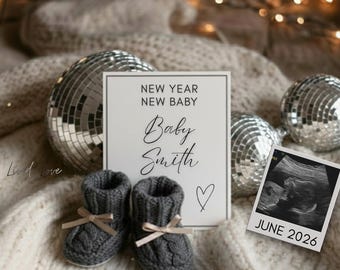 Neues Jahr-Baby-Ankündigungs-Digital-Schablone