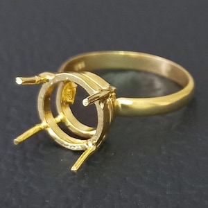 925 Sterlingsilber vergoldet Neue Ankunft Prong Cup Runde offene Spannzange Ring, Einstellung für die Herstellung Ring 5 MM bis 40 MM