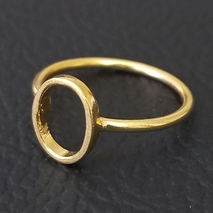 925 Sterling Silver Gold Plated Fantastic Plain Bezel Open Blank Collet Oval Ring, Setting For Making Ring 6x4 To 35x40 MM