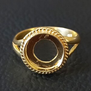 925 Sterlingsilber-Ring, vergoldeter Draht umwickelt Lünette Schalen-runde offene blank Ring, Einstellung für die Herstellung Ring 5 bis 50 MM, DIY Schmuck Zubehör