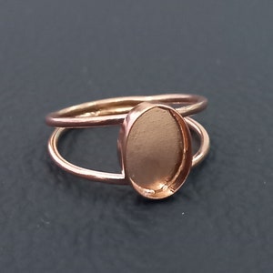 925 Sterling Silver Rose Gold Plated Collet Oval Bezel Cup Close Blank Ring, Setting For Making Ring 6x4 MM To 20x25 MM, DIY Jewelry