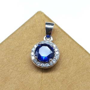 925 Sterling Silver Cubic Zirconia Pendant, 5MM Amazing Blue Cubic Zirconia Pendant For Wife, Perfect Gift for Birthdays & Anniversaries