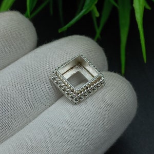 Bisel de plata de ley 925 con forma de copa abierta y cuadrada, engaste para hacer collares de 5 x 5 mm a 40 x 40 mm, suministros de joyería para bricolaje