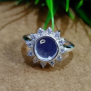 925 Sterling Silver Fabulous Design 8x8 MM Round Collet CZ Around Ring, Bezel For Resin, & Ashes Work, Gift For Her, CZ Jewelry