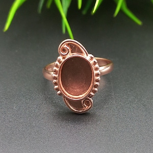 925 Sterling Silver Collet Rose Gold Plated Ring, New Design Bezel Cup Oval Close Blank Ring, Setting For Making Ring 6x4 MM To 30x35 MM