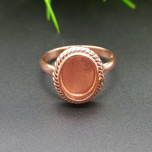 925 Sterling Silver Collet Rose Gold Plated Ring, New Design Bezel Cup Oval Close Blank Ring, Setting For Making Ring 6x4 MM To 30x35 MM