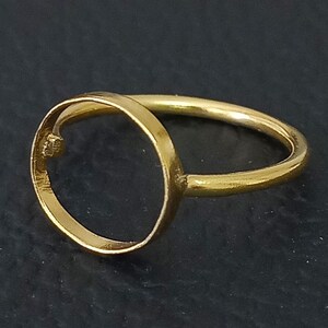 925 Sterling Silver Gold Plated Collet Round Ring, Plain Bezel Cup Round Open Blank Ring, Setting For Making Ring 2 MM To 40 MM
