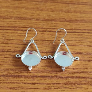 925 Sterling Silver New Design Collet Round Bezel Cup Close Blank Earring, Setting For Making Earring 3x3 To 40x40 MM, DIY Jewelry Supplies