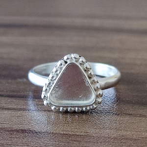 925 Sterling Silver Beaded Bezel Cup Close Blank Ring, Trillion Ring, Setting For Making Ring 3x3 MM To 40x40 MM, DIY Jewelry Supplies