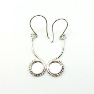 925 Sterling Silver Beaded Dangle Earrings, New Design Bezel Cup Collet Round Close Blank Earring, Setting For Making Earring 5x5 To 40x40MM