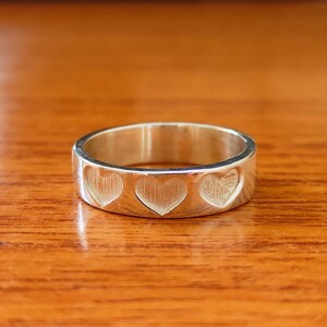 925 Sterling Silver 3 Heart Design Band, Wedding Silver Band Ring, Stackable Ring, Gift For Her, Minimalist Silver Ring, Promise Band