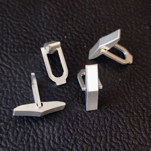 925 Sterling Silver Cufflink - Cuff Hooks - French Cufflink Hook - Setting For Making - DIY Jewelry Supplies - 24x7.5 MM Cufflink Findings