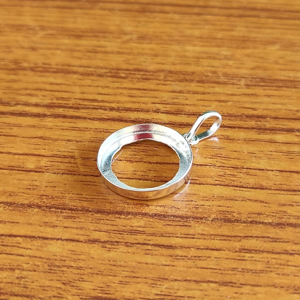 925 Sterling Silber Collet Runde Schlichte Lünette Tasse, offener Blanko Anhänger, Einstellung zur Herstellung Anhänger 3 MM bis 30 MM, DIY Schmuckzubehör