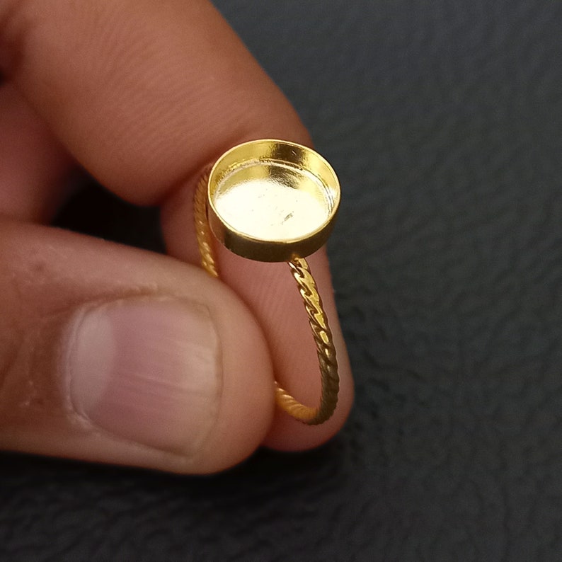 Wire Bezel Rings Gold Plated 925 Sterling Silver Spiral Wire Bezel Cup Ring Blank, 3 ...