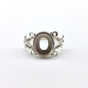 925 Sterling Silver Bezel Cup Open Blank Ring, Classic Wire Wrapped Collet Oval Ring, Setting For Making Ring 6x4 To 30x35 MM, DIY jewelry
