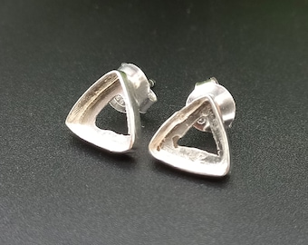 925 Sterling Silver Plain Bezel Cup Trillion Open Blank Collet Trillion Stud Earring, Setting For Making Earring 3 MM To 40 MM, DIY Jewelry