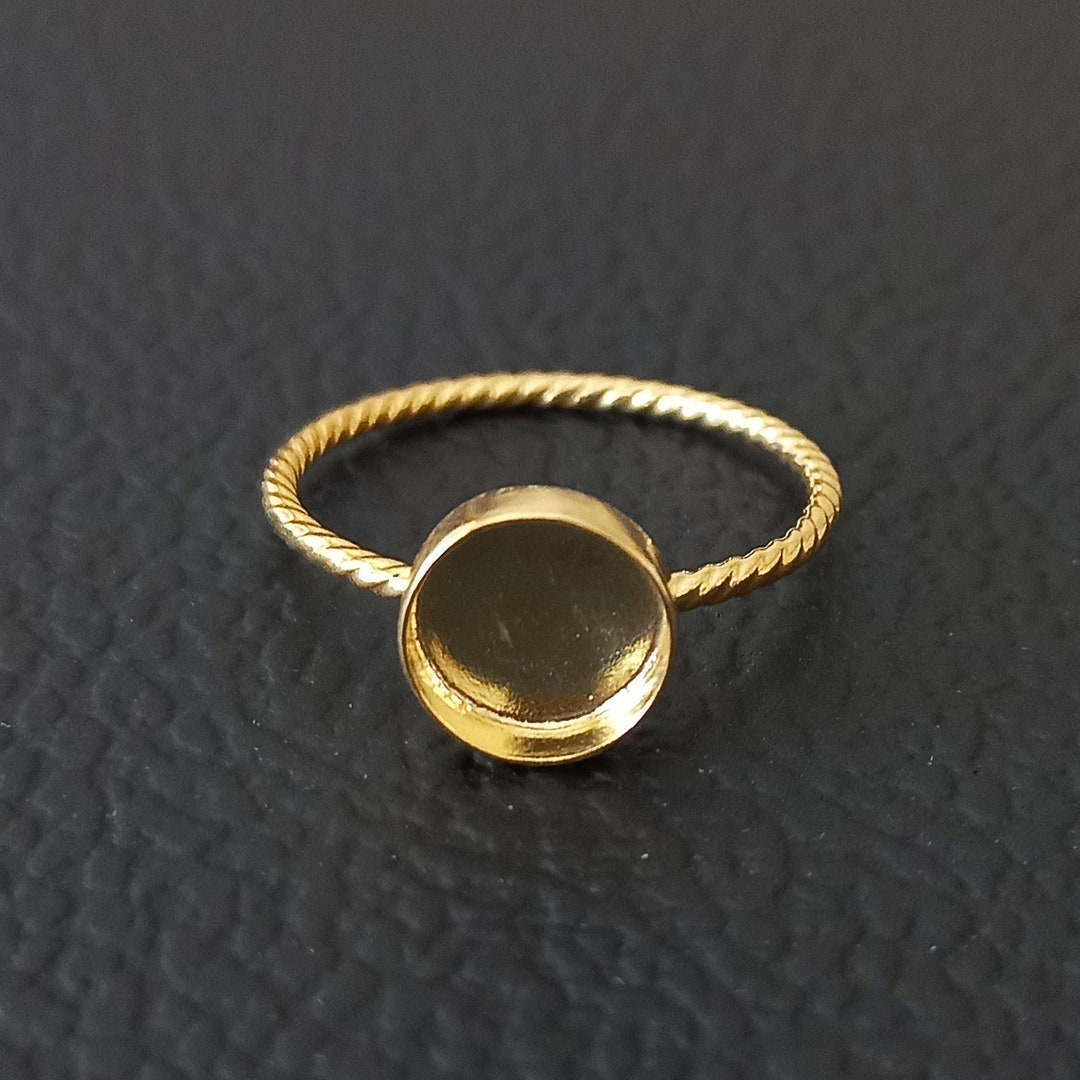 Wire Bezel Rings Gold Plated 925 Sterling Silver Spiral Wire Bezel Cup Ring Blank, 3 ...