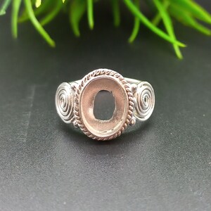 925 Sterling Silver Collet Oval Ring, New Design Bezel Cup Oval Open Blank Ring, Setting For Making Ring 6x4 MM To 30x35 MM, DIY Jewelry