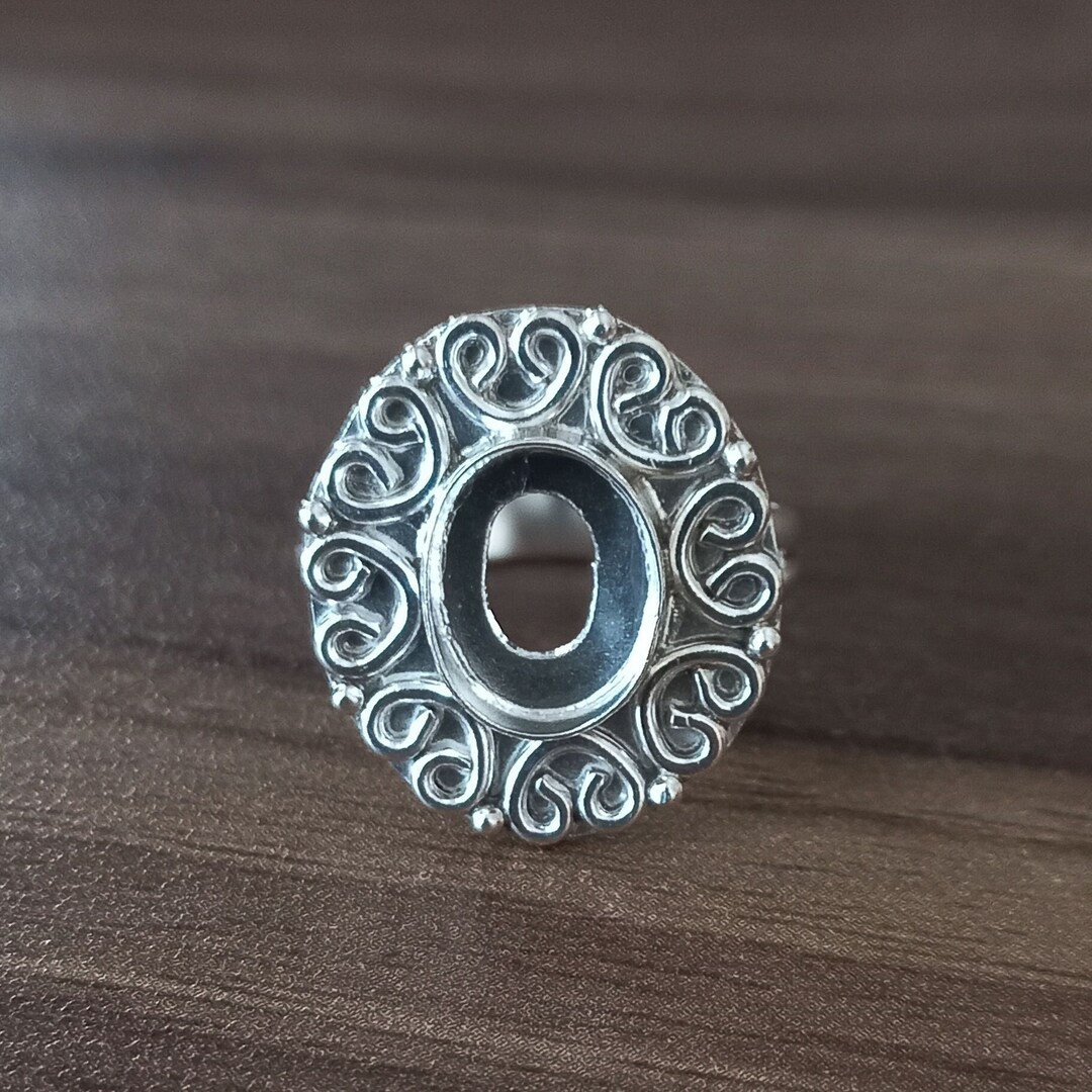Collets Diy Sterling Silver Plated Oval Collet Ring, DIY Jewelry Making (6x4 to ...