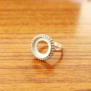 925 Sterling Silver Collet Round Ring, Beaded Bezel Cup Round Open Blank Ring, Setting For Making Ring 3 MM To 30 MM, DIY Jewelry Supplies