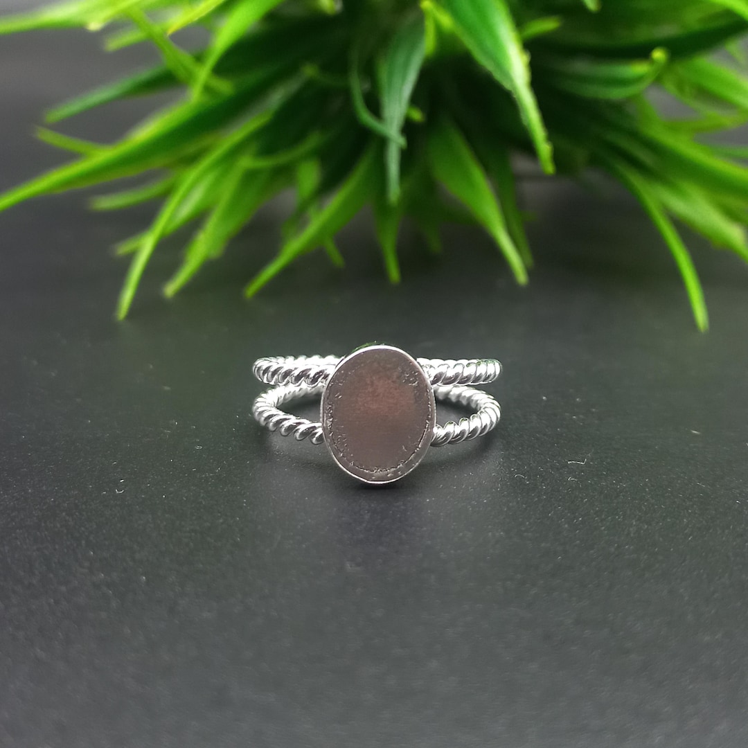 925 Sterling Silver Oval Collet Ring, DIY Jewelry Setting (6x4 MM to ...