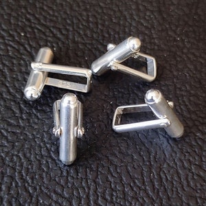 925 Sterling Silver Cufflink - Cuff Hooks - Tube Cufflink Hook - Setting For Making - DIY Jewelry Supplies - 22x7.5 MM Cufflink Findings