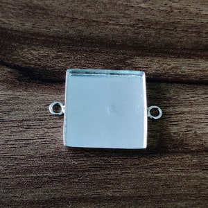 925 Sterling Silver Plain Bezel Cup Close Blank Collet Square Connector, Setting For Making Connector 3x3 MM To 40x40 MM, DIY Jewelry