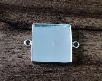 925スターリングシルバー製スクエアベゼルコネクター、DIYジュエリー用、3 x 3 mm～40 x 40 mm