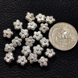 925 Sterling Silver Beads - Flower Design 8 MM Spacer Beads - Setting For Making - DIY Jewelry Supplies - Silver Spacers - Beads Hole 1 MM