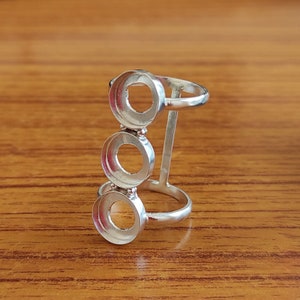 925 Sterling Silver Ring, DIY Jewelry Supplies, Superb 3 Stone Design Bezel Cup Round Open Blank Ring, Setting For Making Ring 3 MM To 50 MM