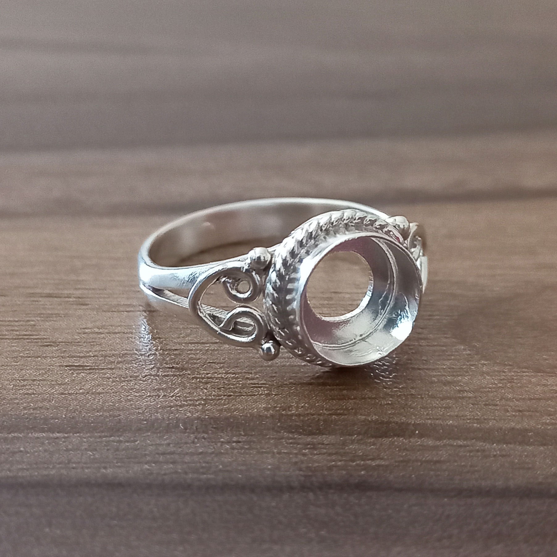 925 Sterling Silver Collet Ring Setting, Round Open Blank, DIY Jewelry ...
