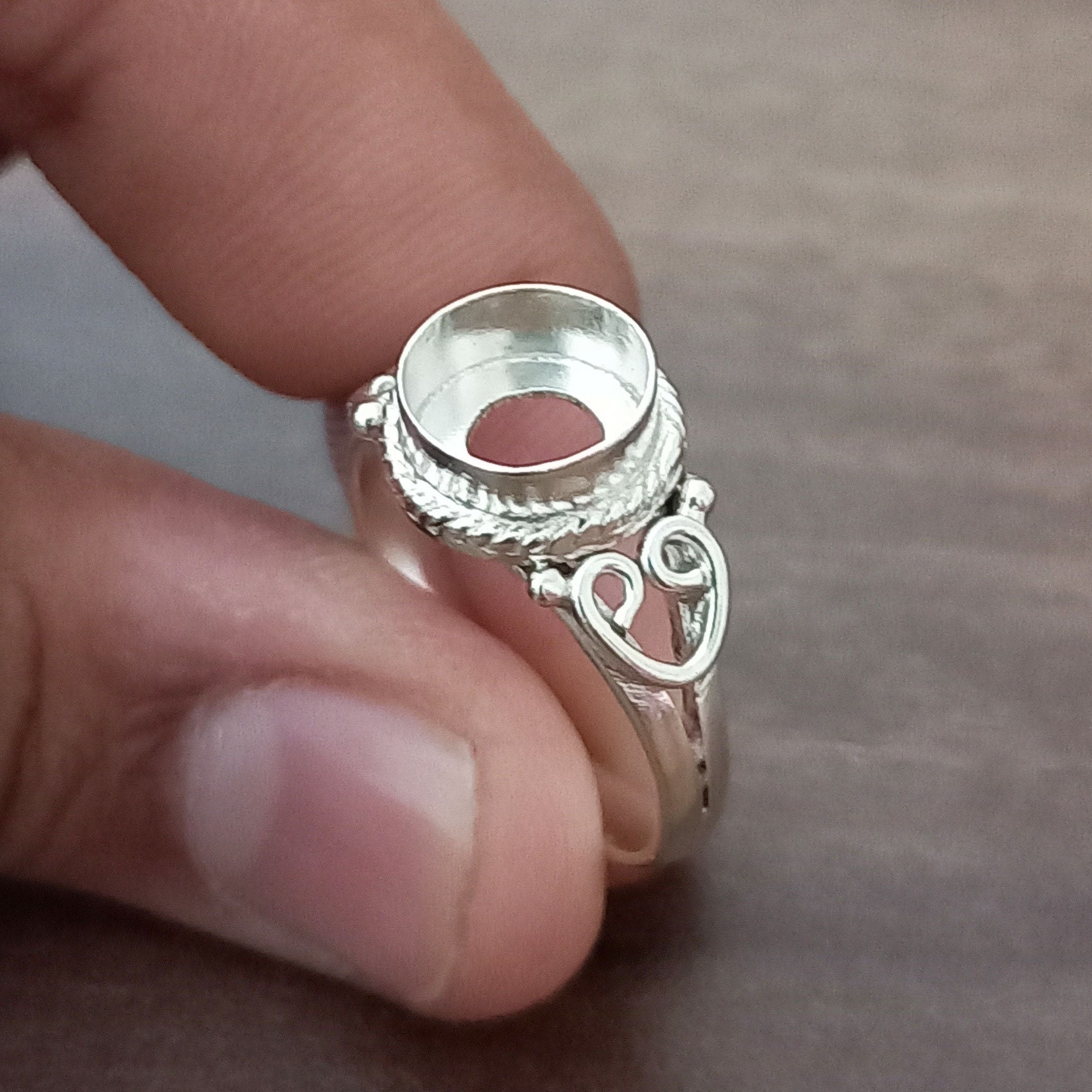 925 Sterling Silver Collet Ring Setting, Round Open Blank, DIY Jewelry ...
