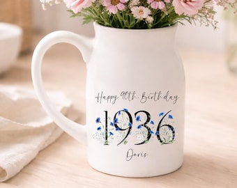 90th Birthday Vase Personalised 1936 Gift Ninety Ceramic Flower Jug