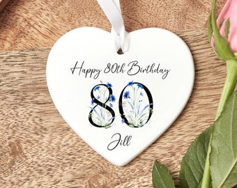 80th Birthday Gift Personalised Floral Eighty Ceramic Keepsake