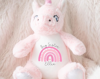 Sisters Unicorn Personalised Soft Toy Big Little Sis Girls New Baby Gift