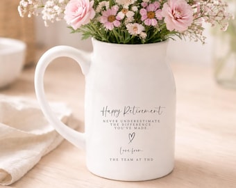 Personalised Retirement Vase Retired Colleague Ceramic Gift