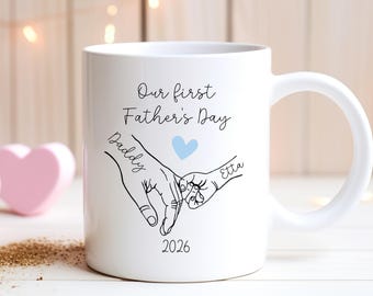 First Father's Day Personalised Mug Holding Hands 2026 Daddy & Baby
