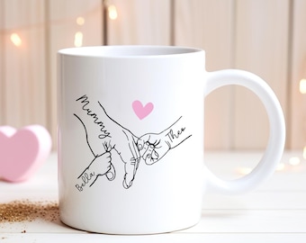 Personalised Nanny/Mum/Grandma Mug Holding Children's Hands Grandchildren Gift