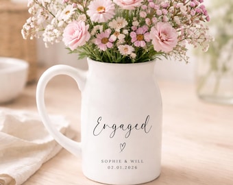Personalised Engagement Vase Engaged Couple Ceramic Gift