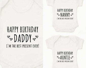 Happy 60th Birthday Nanny Funny Heart Baby Grow Body Suit Vest Great Gift Black