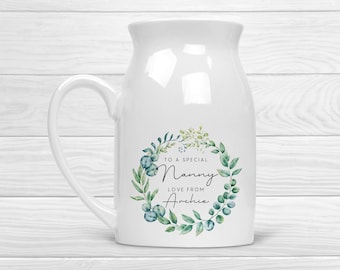 Personalised Vase Grandma Nanny Auntie Ceramic Flower Jug Gift