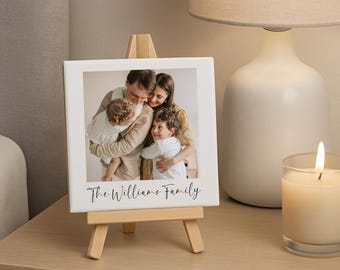 Personalised Ceramic Photo Tile With Text Polaroid Style Gift